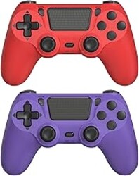 Wuthur 2 Pack Wireless Controller Compatible with PS4/Pro/Slim(Purple & Red)