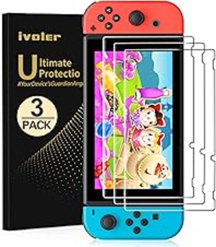 ivoler [3 Pack] Screen Protector Tempered Glass for Nintendo Switch, iVoler Transparent HD Clear Anti-Scratch Screen Protector Compatible Nintendo Switch