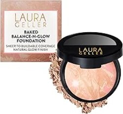 LAURA GELLER NEW YORK Baked Balance-N-Glow Illuminating Foundation - Porcelain - Buildable Sheer to Light Coverage - Satin Finish