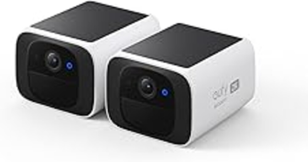 eufy Security SoloCam S220 2-Cam Pack, Solar Security Camera, Wireless Outdoor Camera, Continuous Power, 2K Resolution, Wireless, 2.4 GHz Wi-Fi, No Monthly Fee, HomeBase 3 Compatible