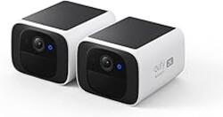 eufy Security SoloCam S220 2-Cam Pack, Solar Security Camera, Wireless Outdoor Camera, Continuous Power, 2K Resolution, Wireless, 2.4 GHz Wi-Fi, No Monthly Fee, HomeBase 3 Compatible