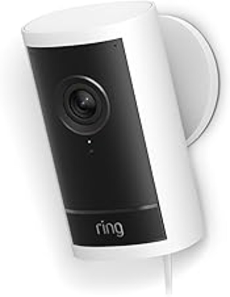 Ring Outdoor Cam Pro, Plug-In (newest model), Home or business security, Retinal 4K with wide-angle video, 10x Enhanced Zoom, and Low-Light Sight, White