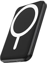 podoru for Magsafe Battery Pack, 5000mAh Magnetic Power Bank with Type-C Cable 20W PD Fast Charging Lighting Input Wireless Portable Charger for iPhone 17/16/15/14/13/12/ All Series-Black