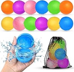 12Pcs Reusable Water Balloons, Pool Beach water Toys for Boys and Girls, Outdoor Summer Toys for Kids Ages 3-12