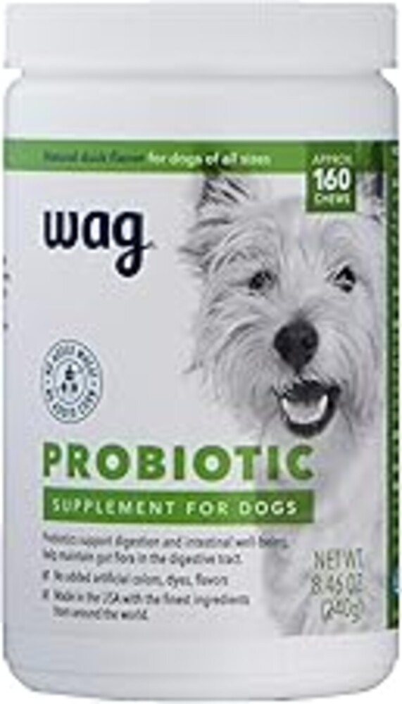 Amazon Brand - Wag Probiotic Supplement Chews for Dogs, Supports Digestive Health and Gut Flora, Natural Duck Flavor, 160 Count, Pack of 1