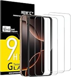 NEW'C 3 Pack Designed for iPhone 17, 17 Pro, iPhone 16 Pro Screen Protector (6.3 inches), Enhanced Tempered Glass Protection with easy installation tool included,Case Friendly Ultra Resistant