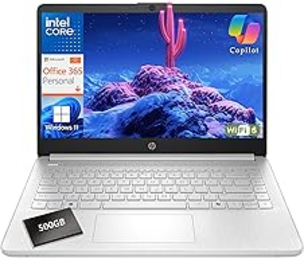 HP 2026 Ultrabook Laptop for Students & Home, Microsoft Office 365 with Copliot AI, 16GB RAM, 128GB Storage + 500GB EXT HDD, Quad-Cores Intel Processor, Windows 11, Lightweight, Long battery life