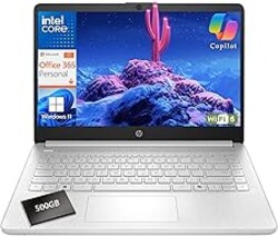 HP 2026 Ultrabook Laptop for Students & Home, Microsoft Office 365 with Copliot AI, 16GB RAM, 128GB Storage + 500GB EXT HDD, Quad-Cores Intel Processor, Windows 11, Lightweight, Long battery life