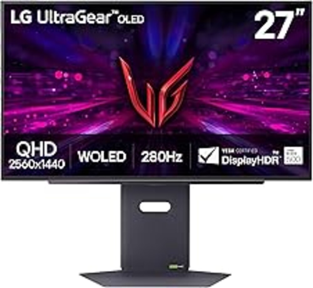 LG 27GX700A-B 27-inch Ultragear QHD (2560 x 1440) OLED Gaming Monitor, 280Hz, 0.03ms, NVIDIA G-Sync, AMD FreeSync Premium Pro, VESA DisplayHDR TrueBlack500, with up to DCI-P3 99.5%, HDMI 2.1, Black