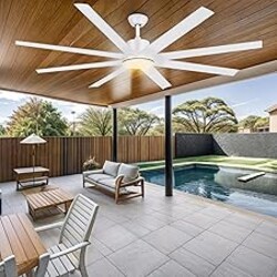 YITAHOME 72 Inch Ceiling Fans with Lights and Remote Control for Indoor, Reversible Quiet DC Motor, 8 Blades with 6 Speed, Modern Ceiling Fans for Living Room -White