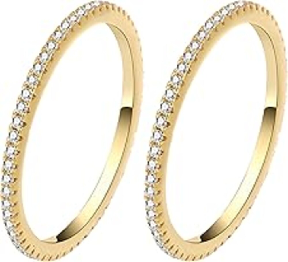 LevyPan 2-Pack 14K Gold Plated Stacking Rings for Oura Ring Gen 4/Gen 3, Cubic Zirconia Simulated oura ring stack Diamond Rings for Women