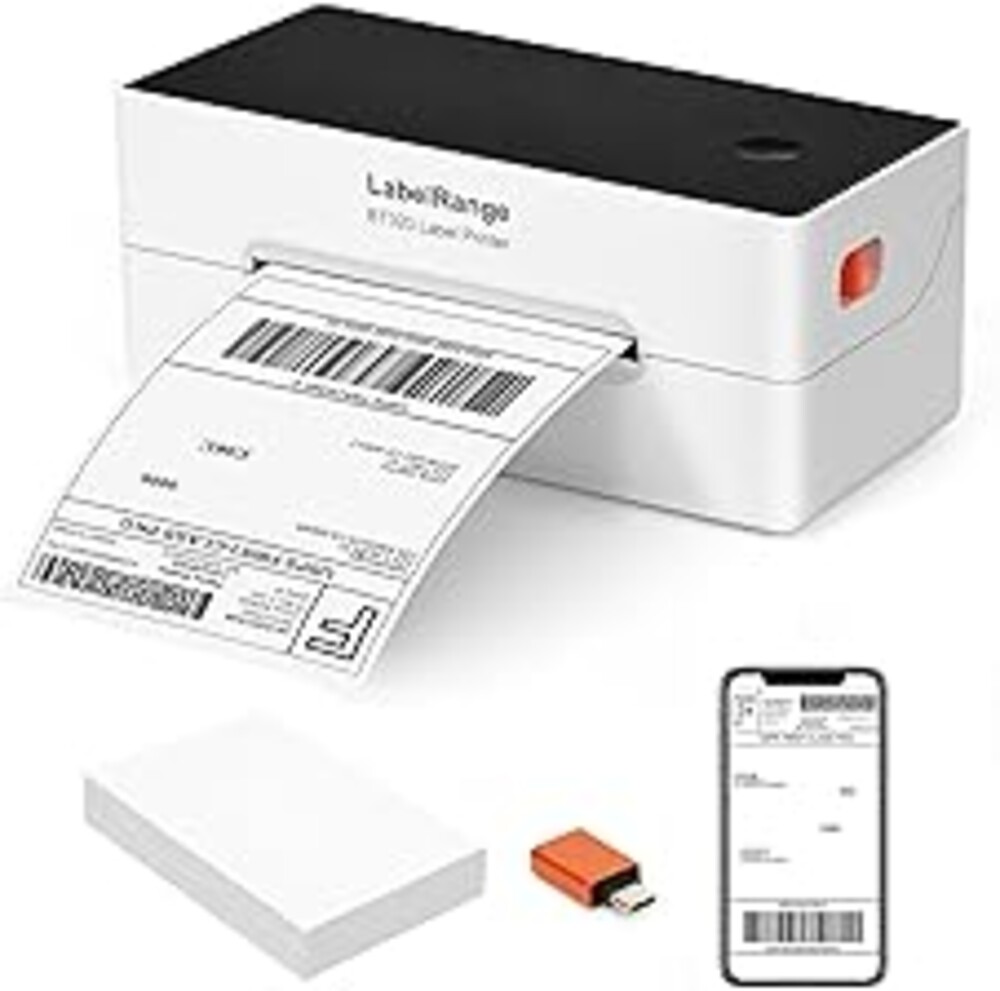 LabelRange Ecommerce Label Printer 4x6, Thermal Shipping Label Printer, Support Amazon, USPS, Pirate Ship, Shopify, Poshmark, Bluetooth and USB Connection