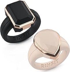 Rinfit Women's Silicone Rings - Anniversary Ring or Promise Ring for Her - Emerald Rubber Wedding Bands Women - Patented Design