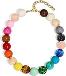 WOWORAMA Colorful Chunky Necklaces for Women 20MM Large Oversized Resin Beaded Necklace Bold Statement Chunky Choker Necklace Boho Summer Jewelry