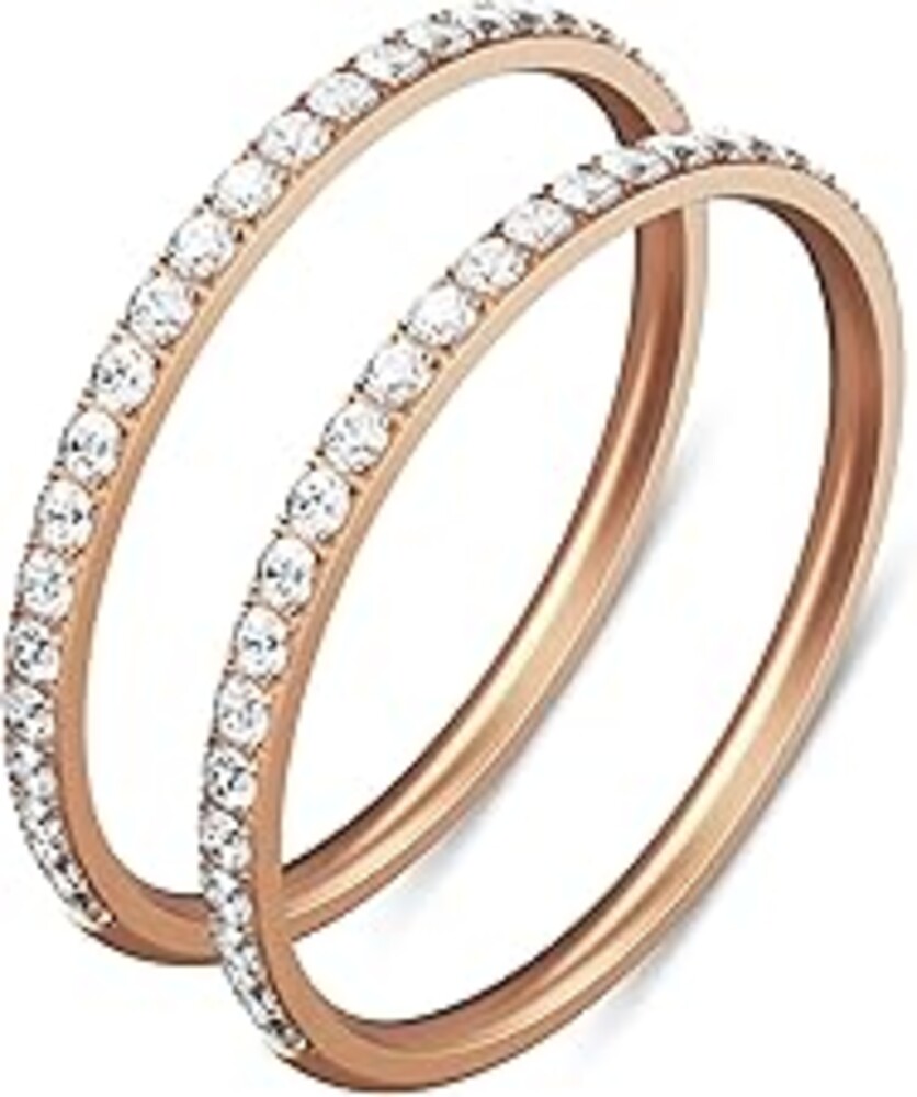 ZOOROO 2-Pack 14K Gold Plated Stacking Rings for Oura Ring Gen 4/Oura Ring Gen 3, Cubic Zirconia Simulated Diamond Oura Stack Rings for Women