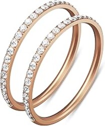 ZOOROO 2-Pack 14K Gold Plated Stacking Rings for Oura Ring Gen 4/Oura Ring Gen 3, Cubic Zirconia Simulated Diamond Oura Stack Rings for Women