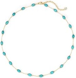 LADYGD Created Turquoise Necklace for Women 14K Gold Plated Beaded Heart Choker Boho Necklaces Handmade Beach Summer Everyday Western Jewelry Gifts