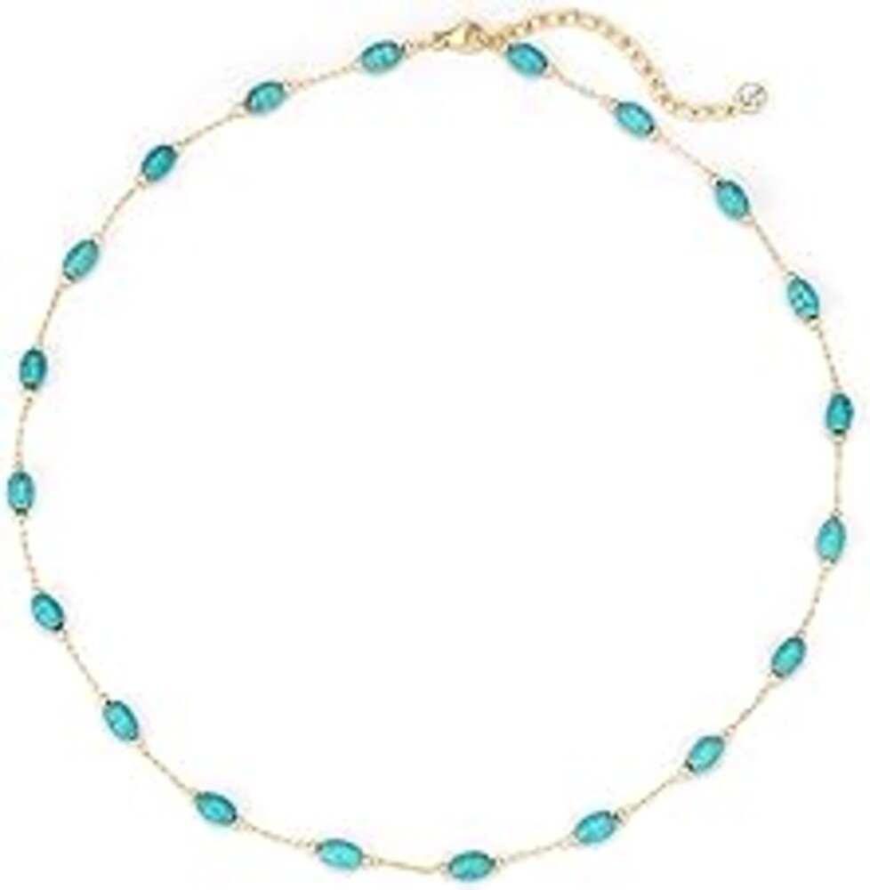 LADYGD Created Turquoise Necklace for Women 14K Gold Plated Beaded Heart Choker Boho Necklaces Handmade Beach Summer Everyday Western Jewelry Gifts