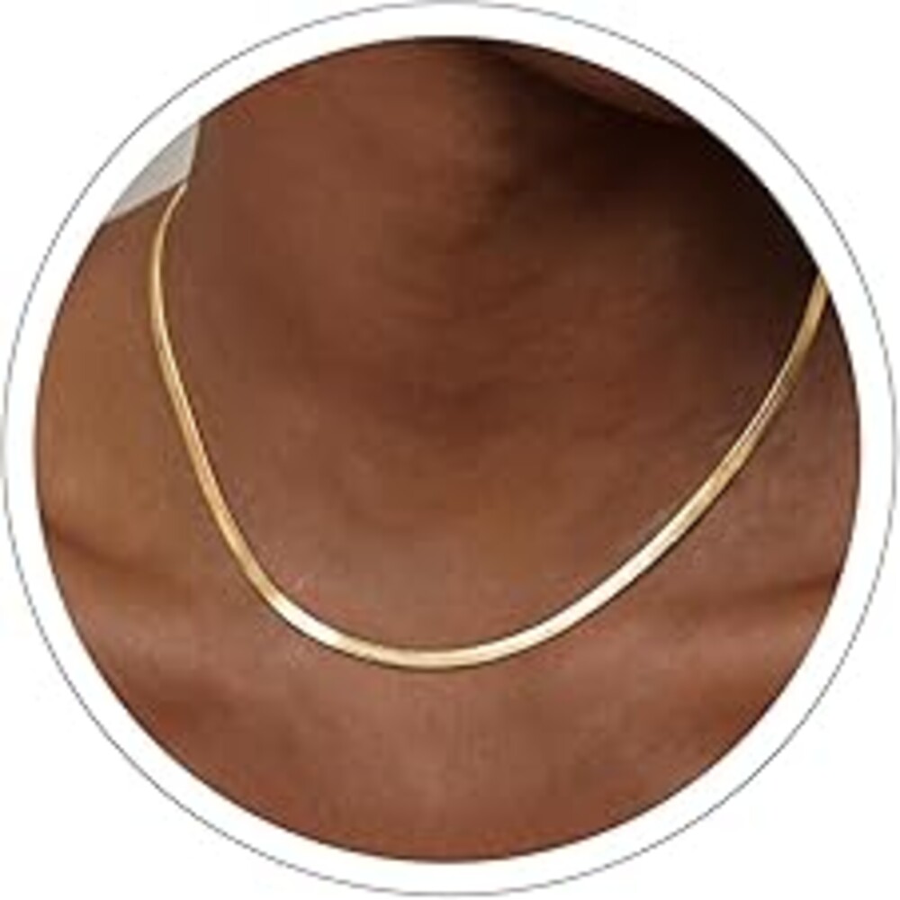 DEARMAY 14K Gold Plated Necklaces for Women, Dainty Gold Herringbone Choker Necklace Thin Layered Snake Chain Jewelry for Gifts