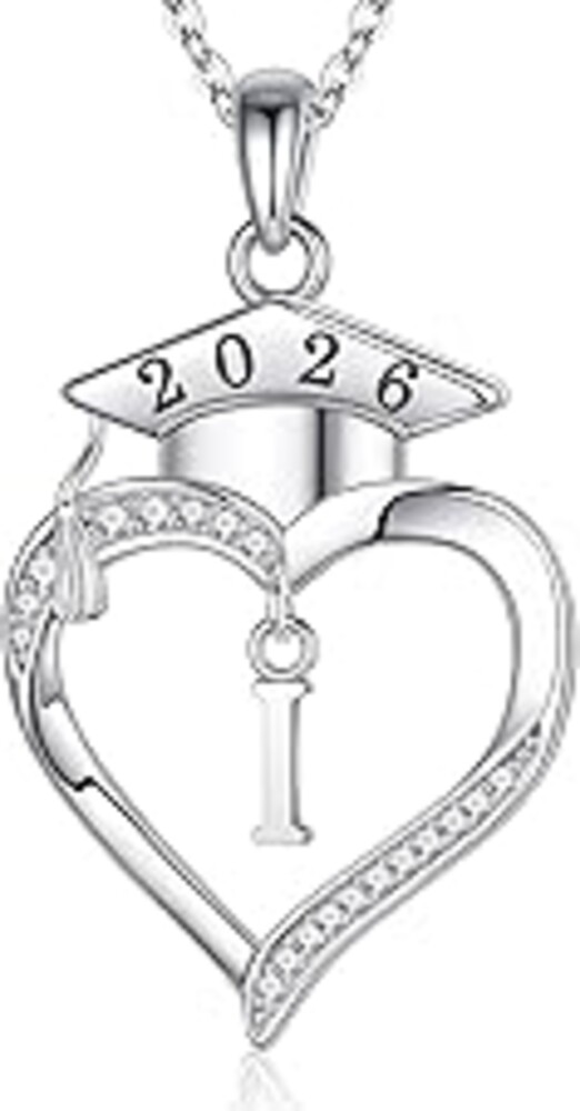 Iefil 2026 Graduation Gifts for Women Her - 925 Sterling Silver Heart Initial Letter Necklace, 2026 College Graduation Gifts for Women Her