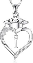 Iefil 2026 Graduation Gifts for Women Her - 925 Sterling Silver Heart Initial Letter Necklace, 2026 College Graduation Gifts for Women Her