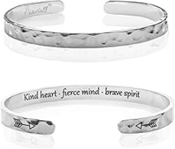 Carviell Engraved Cuff Bracelets for Women – Inspirational, Friendship, Love, Mom, Daughter, Sister, Christian, Graduation, Memorial & Wedding Gifts – 80+ Phrases – Stainless Steel, Gift-Ready