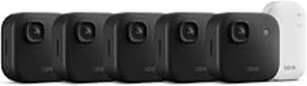 Blink Outdoor 2K+ (newest model) — Wireless smart security camera, 2K video resolution, enhanced audio, two-year battery. Sync Module Core included — 5 camera system (Black)