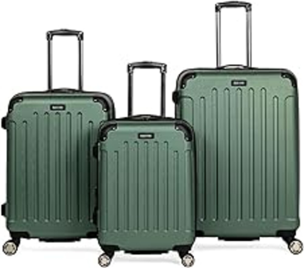 Kenneth Cole REACTION Renegade Luggage Expandable 8-Wheel Spinner Lightweight Hardside Suitcase, Cilantro, 3-Piece Set (20"/24"/28")
