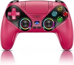 Gamrombo LED Wireless Controller for PS5, Compatible with PS5 Pro/Slim/PC, Dual Vibration, Macro/Turbo Function, 3.5mm Audio Jack, 6-Axis Motion Control Gamepad with Speaker(Maroon)