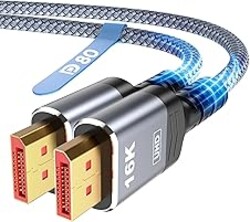 Highwings 80Gbps Displayport Cable 2.1 10FT, 16K@60Hz, 8K@120Hz, 4K@240Hz, DP 2.1 Cable 16K Braided Cord, Compatible with HDR10 DSC 1.2a, G-Sync FreeSync Gaming PC, Gaming Monitor 5090, AMD 7900XTX