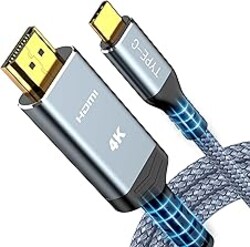 Highwings USB C to HDMI Cable 6FT(4K@60Hz), High Speed Type C to HDMI 2.0 Braided Cord, Thunderbolt 3/4/5 Compatible with iPhone 16/15 Series, MacBook Pro/Air, iPad, Surface, Galaxy, XPS