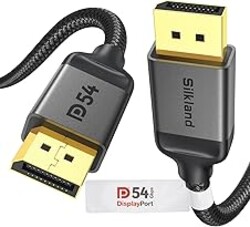Silkland 54Gbps DisplayPort Cable 2.1 [VESA Certified], DP 2.1 Cable [16K@30Hz, 8K@120Hz, 4K@240Hz 165Hz 144Hz] HDR, HDCP DSC 1.2a, Compatible FreeSync G-Sync Gaming Monitor 5090 7900XTX, 6.6FT