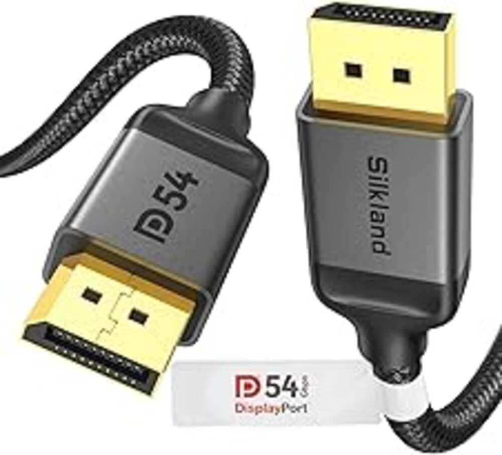 Silkland 54Gbps DisplayPort Cable 2.1 [VESA Certified], DP 2.1 Cable [16K@30Hz, 8K@120Hz, 4K@240Hz 165Hz 144Hz] HDR, HDCP DSC 1.2a, Compatible FreeSync G-Sync Gaming Monitor 5090 7900XTX, 6.6FT