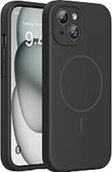 Miracase Magnetic for iPhone 15 Case, [Soft Anti-Scratch Microfiber Lining], Compatible with MagSafe, Liquid Silicone Case Shockproof Drop Protection Phone Case for 15, Black Magnetic