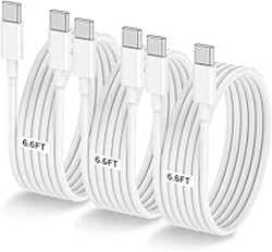 3-Pack 6.6FT 60W USB C to USB C Cable, Type C to Type C Cable,Fast Charging Cable for iPhone Air 17 16e 16 15 Pro Plus Pro Max，for Galaxy S25/S24, for iPad Pro/Air/mini, for MacBook Pro/Air and More