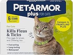 PetArmor Plus Flea and Tick Prevention for Cats over 1.5 lbs, Cat Flea and Tick Treatment, 6 Doses, Waterproof Topical, Fast Acting