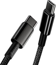 Baseus USB C Cable, 100W PD 5A QC 4.0 Fast Charging USBC to USBC Cable, Zinc Alloy Nylon Braided Type C Charger Cord for iPhone 17 16 Pro Plus Pro Max, MacBook, iPad/mini, Samsung S23/S22+