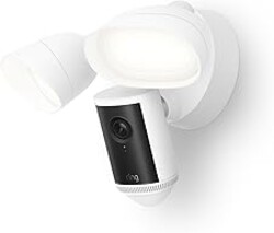 Ring Floodlight Cam Pro, Wired (newest model), Home or business security, Retinal 4K with wide-angle video, 10x Enhanced Zoom, and 2000 Lumen Floodlights, White
