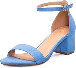 mysoft Women's Chunky Low Heels Open Toe Block Heeled Dress Ankle Strap Pump Wedding Sandals