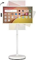 ApoloSign 32 Inch FHD Smart Portable TV 2nd Gen, 16(8+8) GB RAM+128GB, Android 16, EDLA-Certified, Rolling Tablet TV on Wheels, Built-in 15000mAh Battery, Full Swivel Rotation, Voice Remote Control