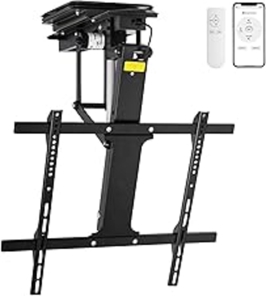 TOPSKY 360° Manual Swivel Motorized Ceiling TV Mount with 80° Electric Flip Down, Remote & App Control, 110 lbs Heavy Duty for 32–75” TVs, TV01.11(Flip Down + Swivel)