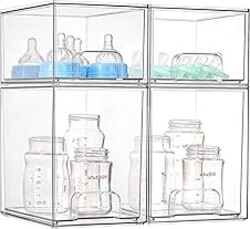 Vtopmart 4 Pack Baby Bottle Organizer Set, Stackable Storage Drawers Ideal for Kichen Countertop, Vanity, Bathroom, Cabinet, Pantry Organization