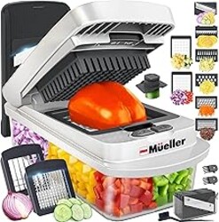 Mueller The Real Original Pro Vegetable Chopper & Mandoline Slicer, 10-in-1 | since 2013, 8 Blade Food Veggie Chopper, Onion Vegetable Cutter with Container, Kitchen Gadgets & Essentials