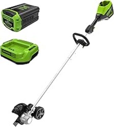 Greenworks 60V 8" Brushless Cordless Edger with 2.0Ah Battery & Charger – Tool-Free Depth Adjustment, Lightweight Lawn Edging Tool, 4-Year Warranty