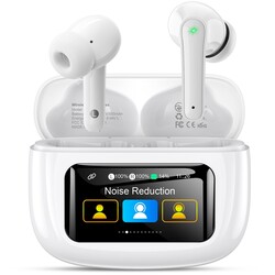 JGUG Wireless Earbuds Bluetooth 6.0 Headphones, Ear Buds with ANC Noise Cancelling, ENC Clear Calls, Touchscreen LED Display Case, 48H Playtime, Stereo Sound, IPX7 Waterproof for Sports Workout