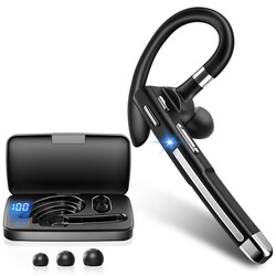 Boytond Bluetooth Headset V5.4,100 Hrs Talk Time Single-Ear Earphone,CVC8.0 Noise Cancelling Earpiece,Wireless Headset with Mic for Work,Driving Headset for Android, iOS, Laptop, Office, Truck Driver