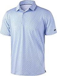 Obla Mens Golf Polo Shirts Short Sleeve Dry Fit Performance Moisture Wicking Casual Print Collared Golf Shirts for Men
