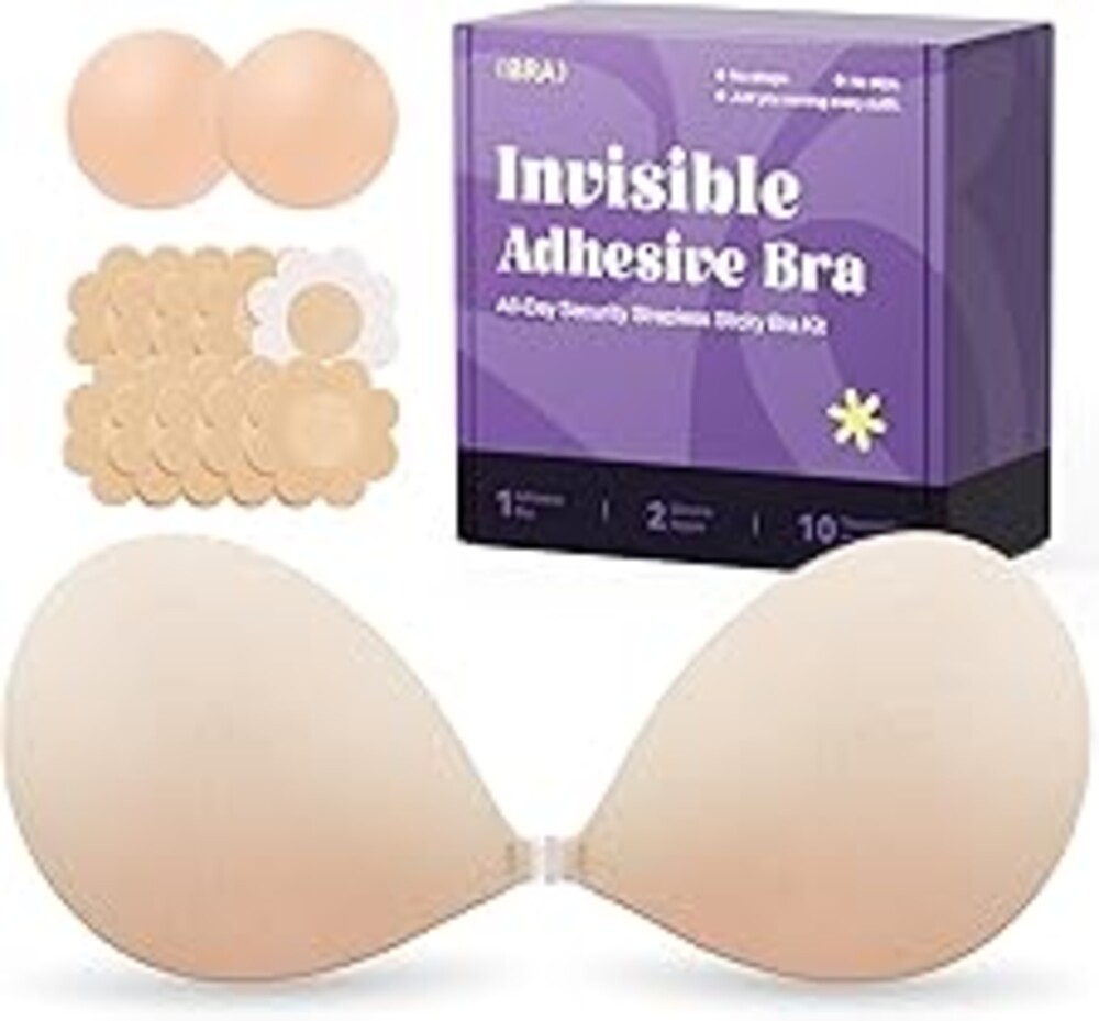 Invisible Strapless Sticky Bra Push up for Women, Ultra Adhesive Bra for Backless Dress, Cleavage Bra Lift Novelty Bras