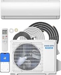 Feelfunn 24000 BTU Mini Split AC/Heating System, 19 SEER2 208-230V, Cools Rooms up to 1250 Sq.Ft, Air Conditioner with Installation Kit, Remote, Wi-Fi Control, Low Noise, Compatible with Alexa