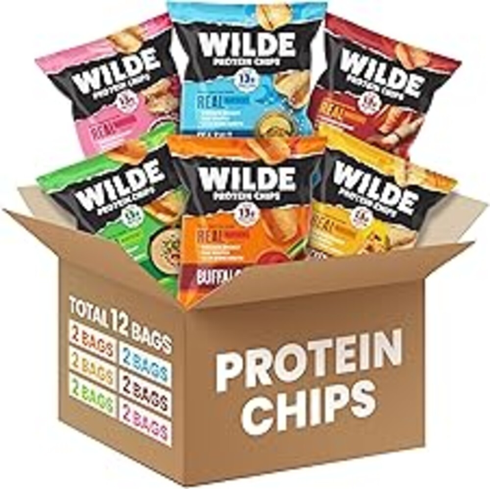 WILDE Protein Chips Variety Pack, High Protein Snacks for Adults, Keto Chips, Gluten Free, Low Carb Snack Box Made with Real Ingredients 1.34oz Bags, Pack of 12